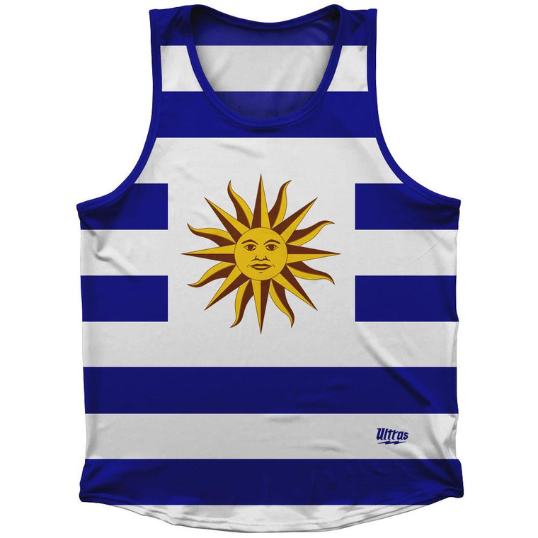 Uruguay Country Flag Sport Tank Top Made In USA-Blue White