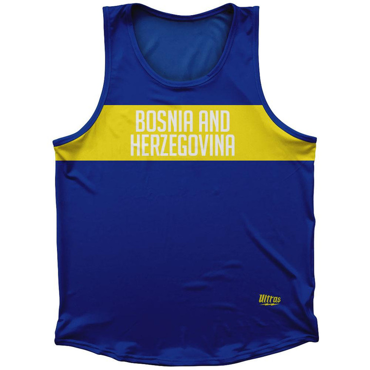 Bosnia and Herzegovina Country Finish Line Sport Tank Top Made In USA-Blue