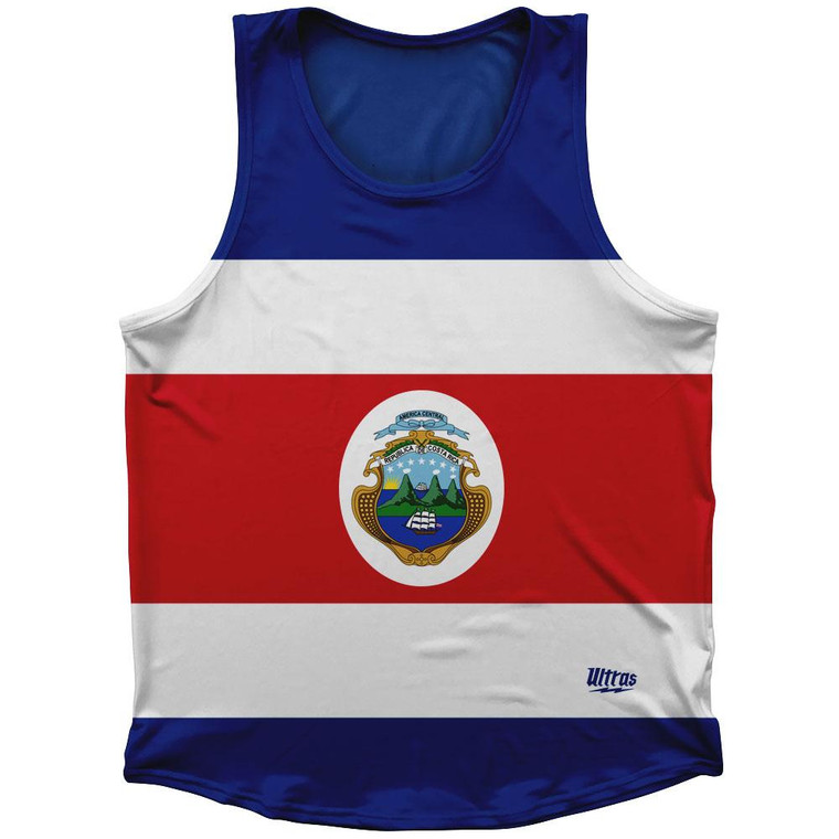 Costa Rica Country Flag Sport Tank Top Made In USA-Red White Blue