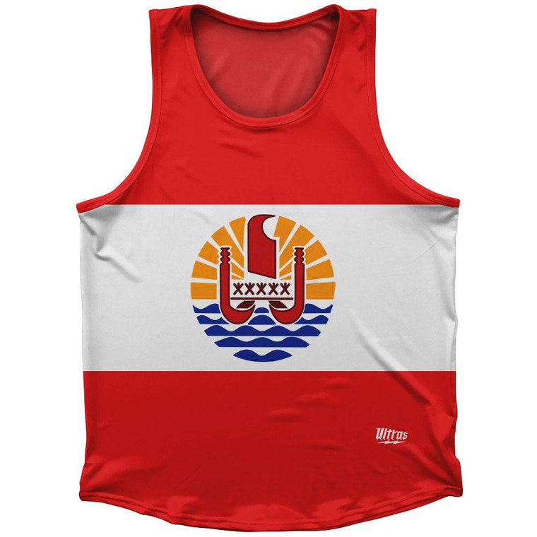 Tahiti Country Flag Sport Tank Top Made In USA-Red White