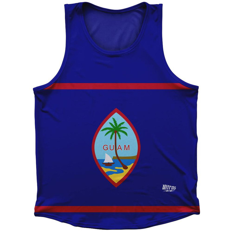 Guam Country Flag Sport Tank Top Made In USA-Red Blue