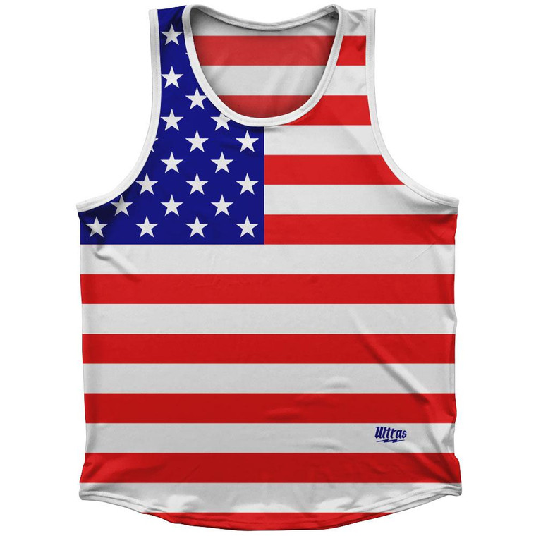 American Flag United States Flag Sport Tank Top Made In USA-Red White