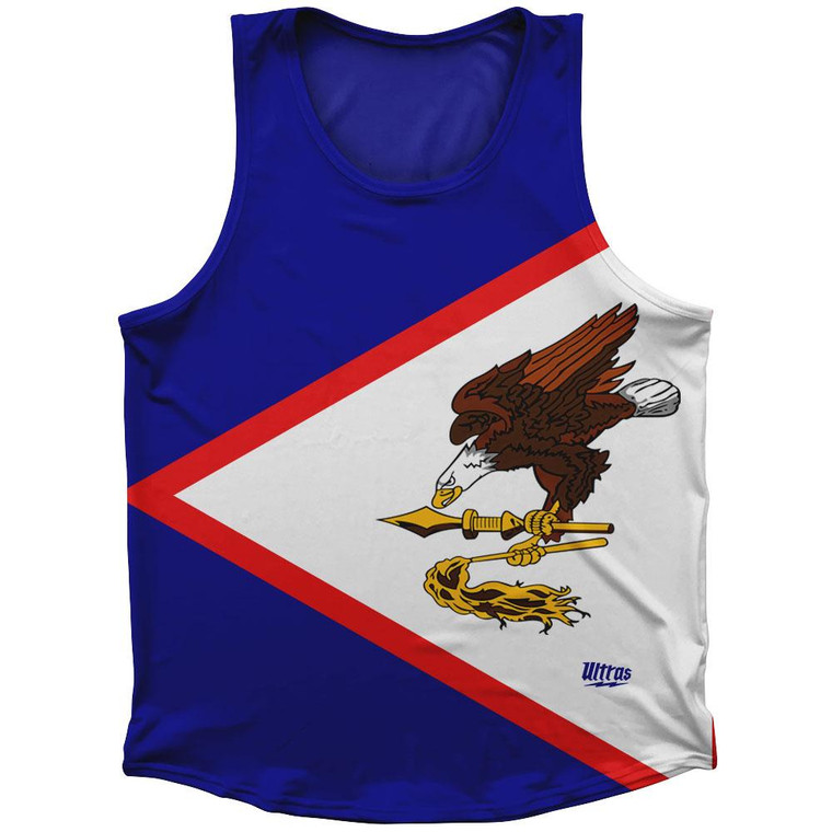 American Samoa Country Flag Sport Tank Top Made In USA - Red Blue