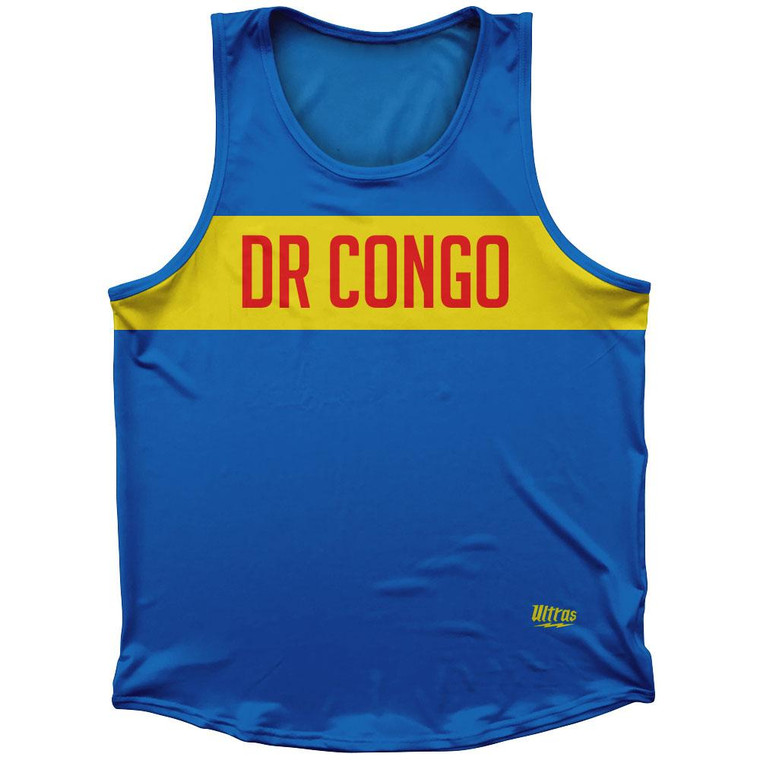 DR Congo Country Finish Line Sport Tank Top Made In USA - Blue
