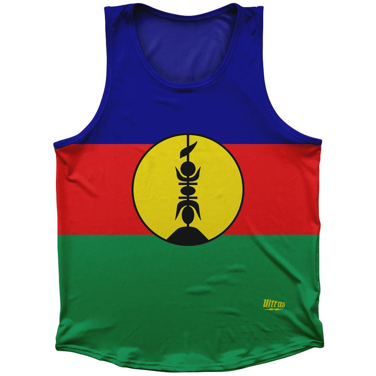 New Caledonia Country Flag Sport Tank Top Made In USA-Red Blue Green