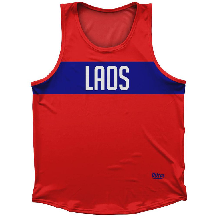Laos Country Finish Line Sport Tank Top Made In USA - Red