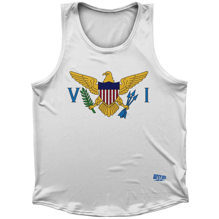 British Virgin Islands Country Flag Sport Tank Top Made In USA - Yellow Green