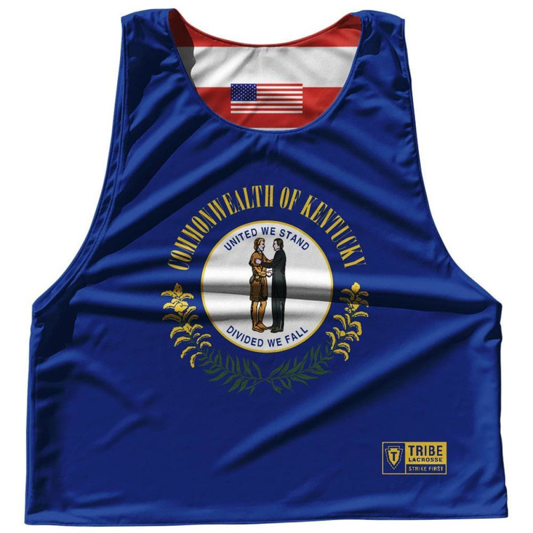 Kentucky State Flag and American Flag Reversible Lacrosse Pinnie Made In USA - Navy