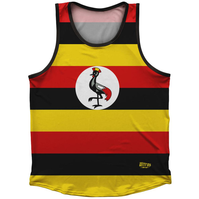 Uganda Country Flag Sport Tank Top Made In USA - Black Yellow Red