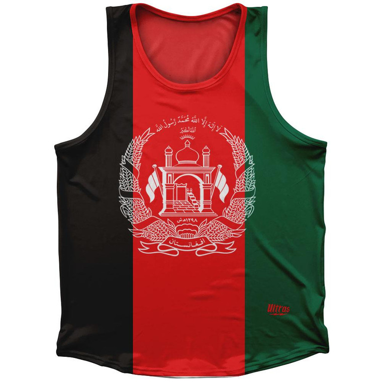 Afghanistan Country Flag Sport Tank Top Made In USA - Red Green