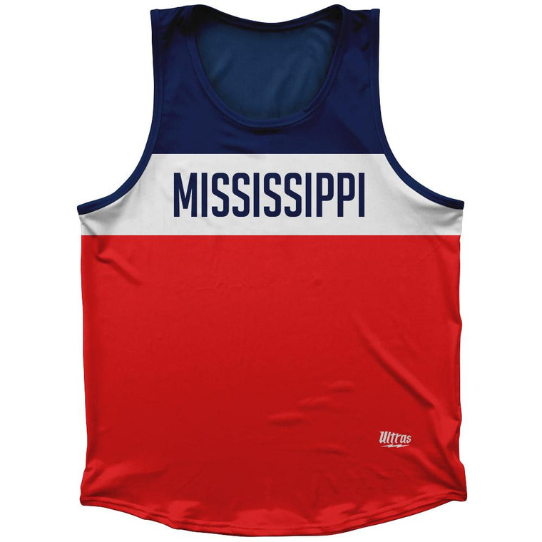 Mississippi Finish Line State Flag Sport Tank Top Made In USA - Blue Red