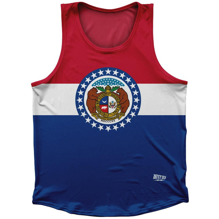 Missouri State Flag Sport Tank Top Made In USA-Blue Red