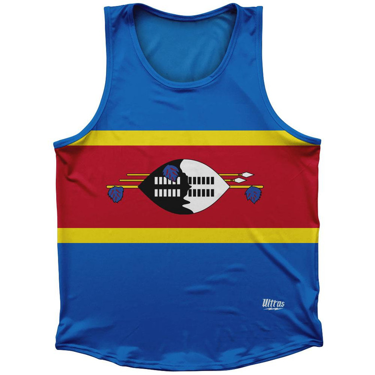 Swaziland Country Flag Sport Tank Top Made In USA-Blue Yellow