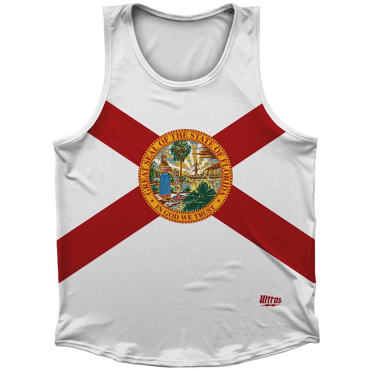 Florida State Flag Sport Tank Top Made In USA - White