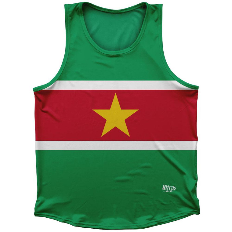 Suriname Country Flag Sport Tank Top Made In USA-Green Red