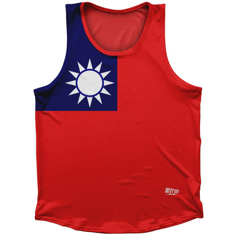 Taiwan Chinese Taipei Country Flag Sport Tank Top Made In USA-Red Blue