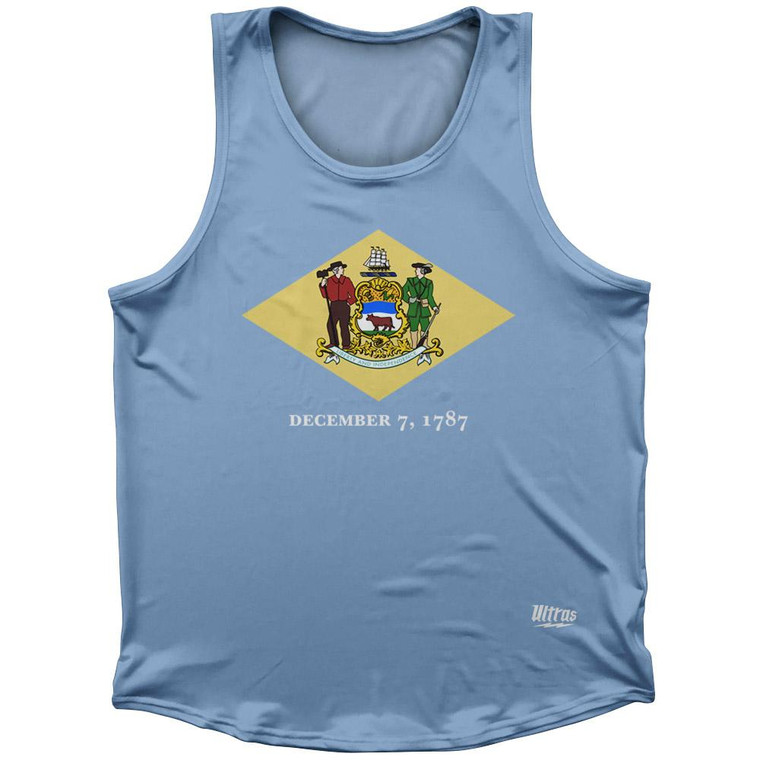 Delaware State Flag Sport Tank Top Made In USA-Light Blue