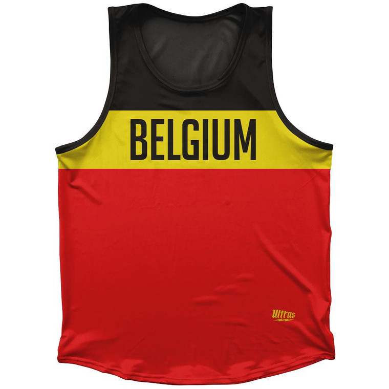 Belgium Country Finish Line Sport Tank Top Made In USA-Red