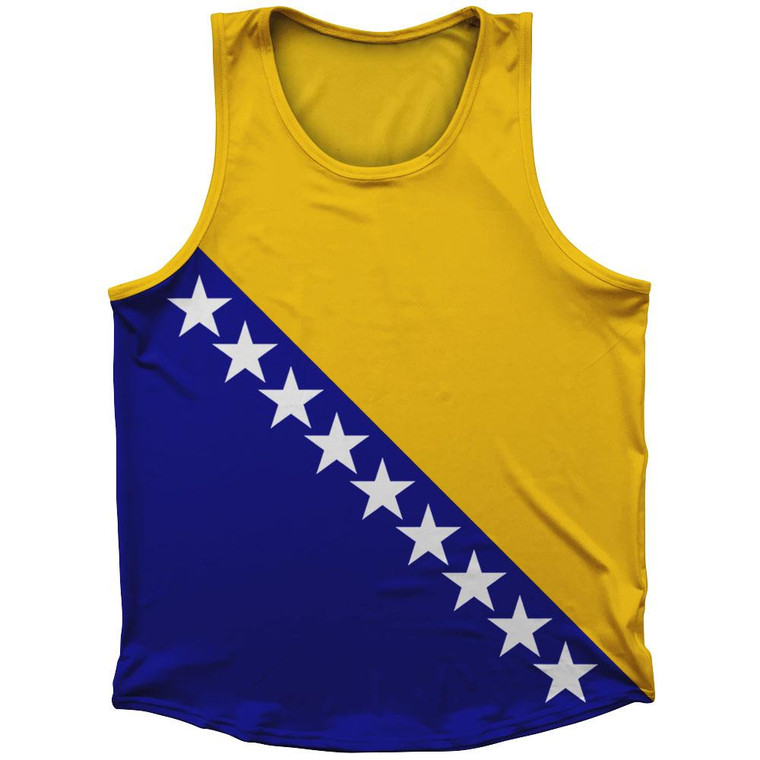 Bosnia and Herzegovina Country Flag Sport Tank Top Made In USA-Blue Yellow