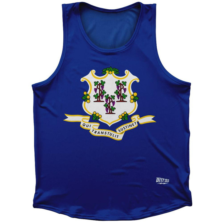 Connecticut State Flag Sport Tank Top Made In USA - Navy