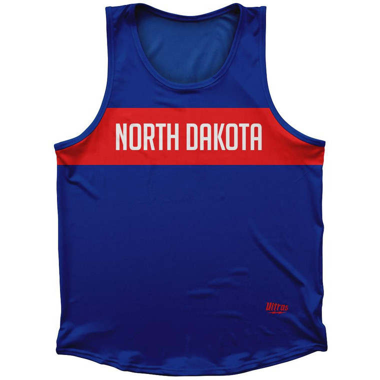 North Dakota Finish Line State Flag Sport Tank Top Made In USA - Blue