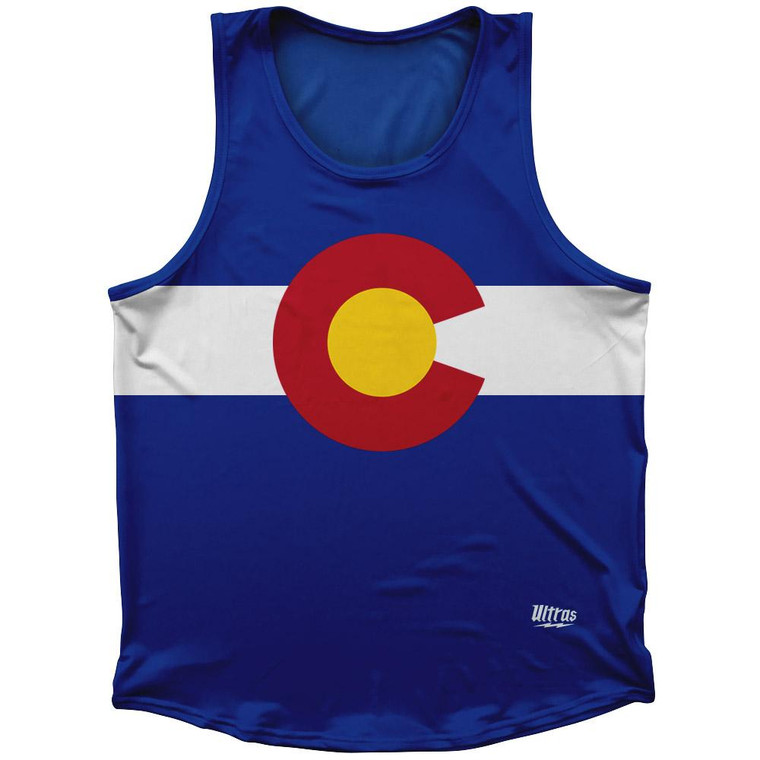 Colorado State Flag Sport Tank Top Made In USA - Blue White