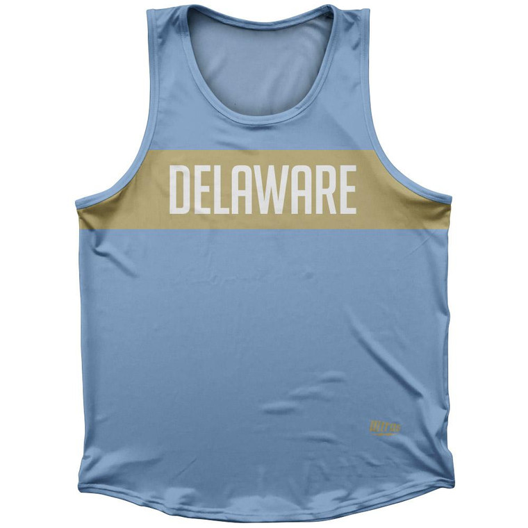 Delaware Finish Line State Flag Sport Tank Top Made In USA - Light Blue