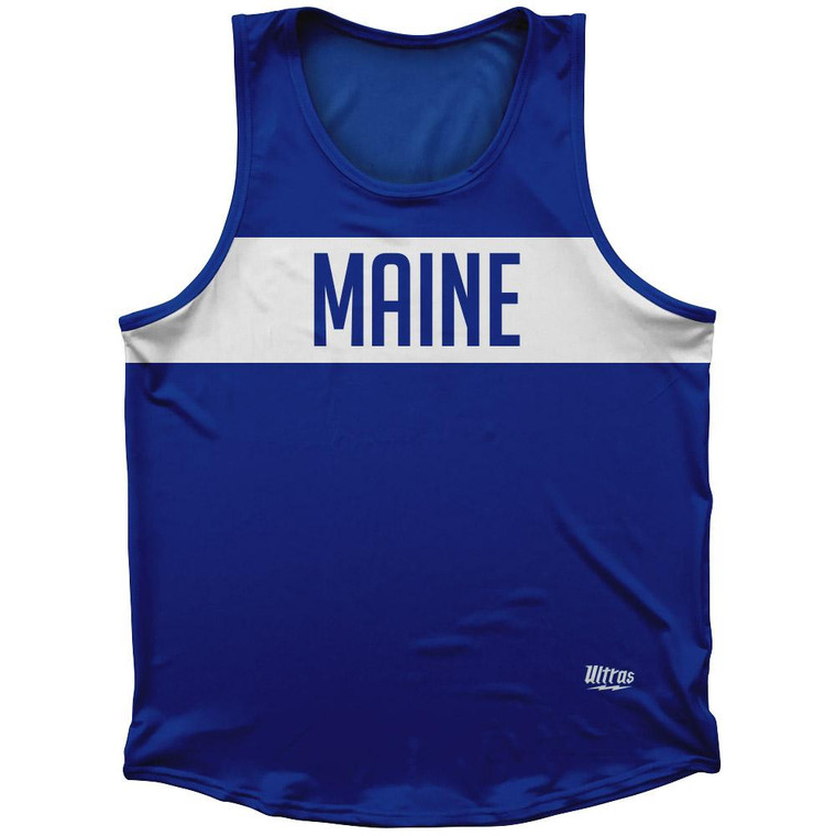 Maine Finish Line State Flag Sport Tank Top Made In USA-Blue Maine Finish Line State Flag Sport Tank Top Made In USA-Blue