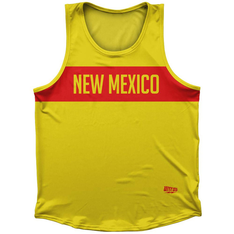 New Mexico Finish Line State Flag Sport Tank Top Made In USA - Yellow
