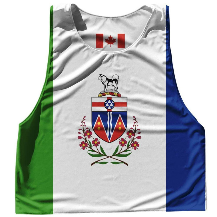 Yukon Province Flag and Canada Flag Reversible Lacrosse Pinnie Made In USA - White