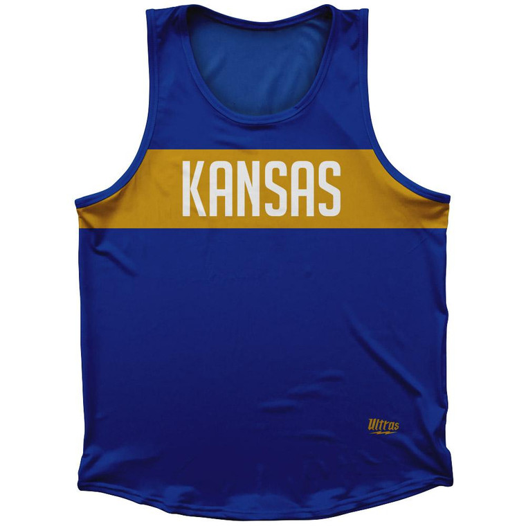 Kansas Finish Line State Flag Sport Tank Top Made In USA - Blue