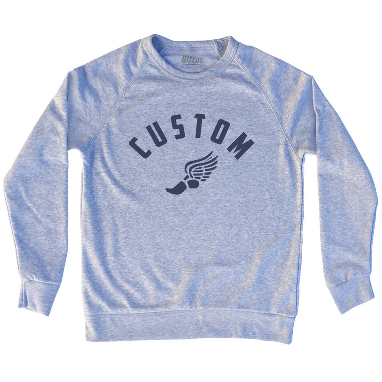 Custom Running Track Winged Foot Adult Tri-Blend Sweatshirt-Grey Heather