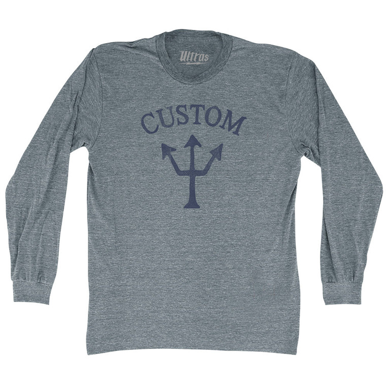 Custom Trident Adult Tri-Blend Long Sleeve T-shirt - Athletic Grey