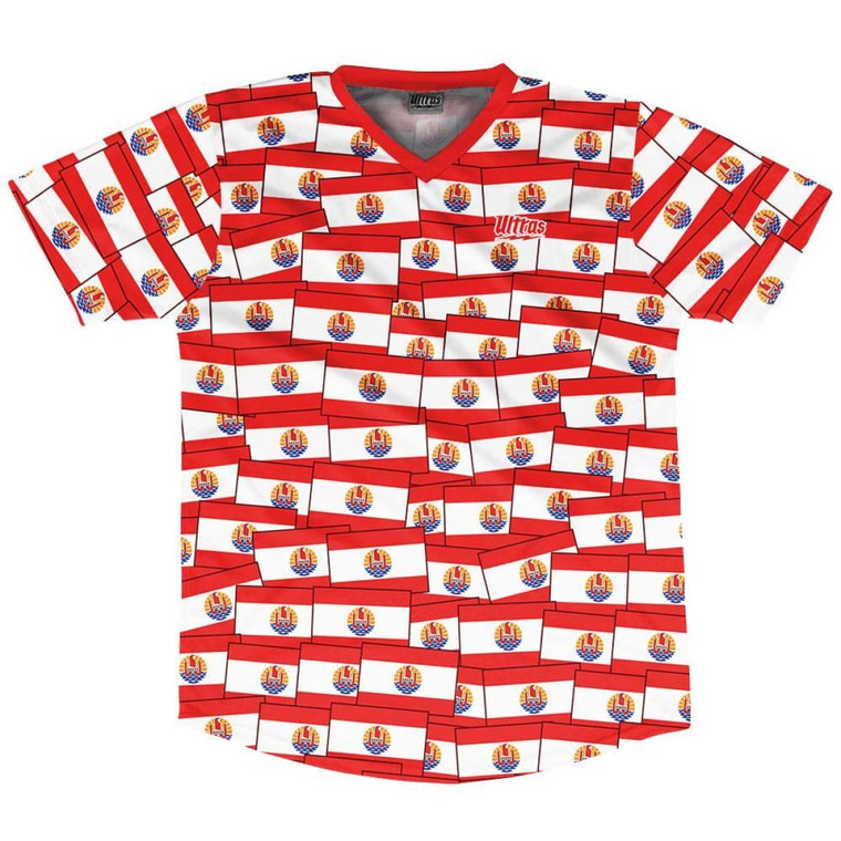 Ultras Tahiti Party Flags Soccer Jersey Made In USA - White Red