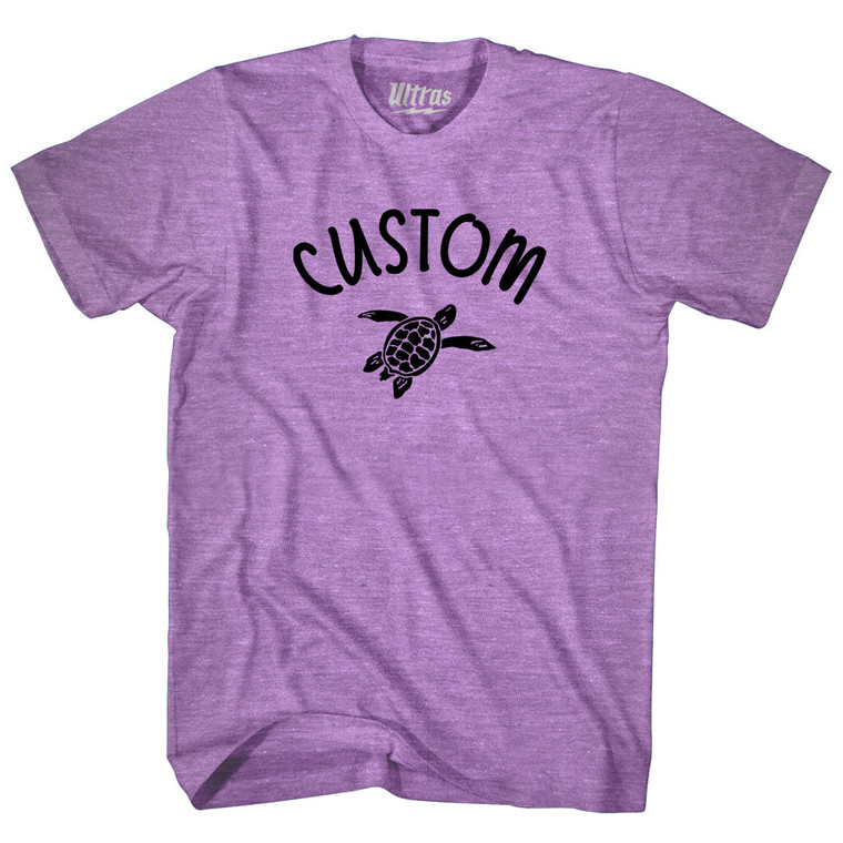 Custom Sea Turtle Adult Tri-Blend T-shirt - Athletic Purple