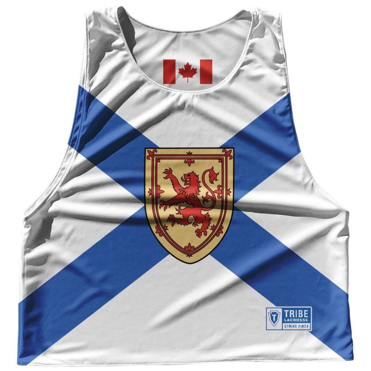 Nova Scotia Province Flag and Canada Flag Reversible Lacrosse Pinnie Made In USA - White