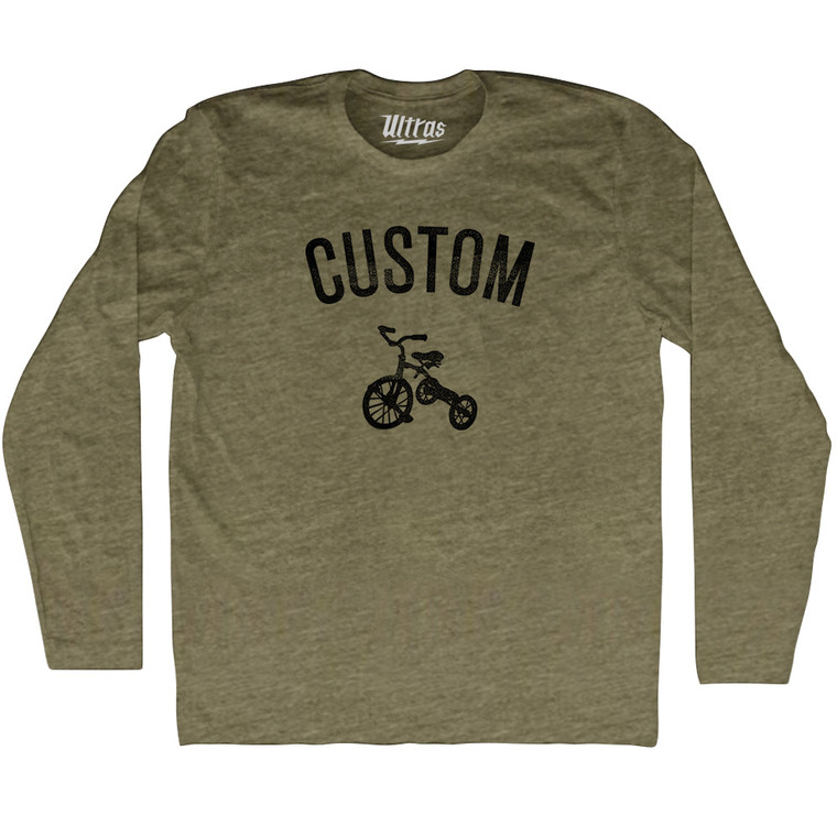 Custom Tricycle Adult Tri-Blend Long Sleeve T-shirt - Military Green