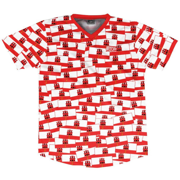 Ultras Gibraltar Party Flags Soccer Jersey Made In USA - White Red