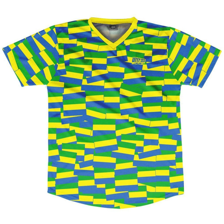 Ultras Gabon Party Flags Soccer Jersey Made In USA - Green Blue