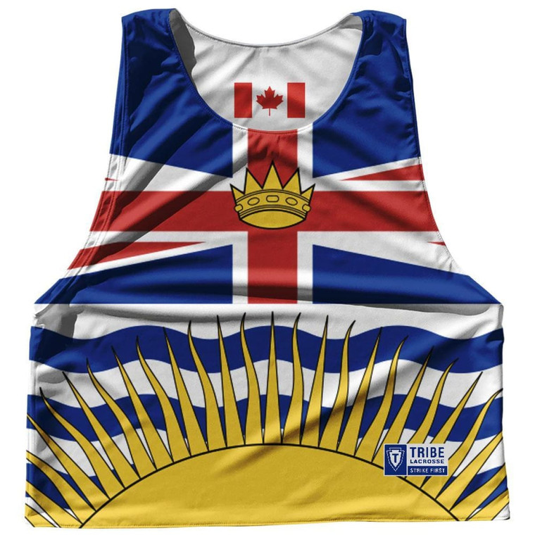 British Columbia Province Flag and Canada Flag Reversible Lacrosse Pinnie Made In USA - White Blue