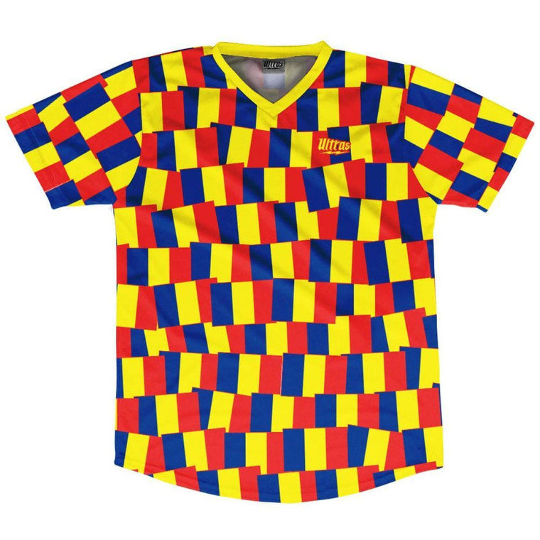 Ultras Romania Party Flags Soccer Jersey Made In USA - Yellow Blue