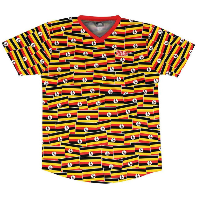 Ultras Uganda Party Flags Soccer Jersey Made In USA - Red Yellow