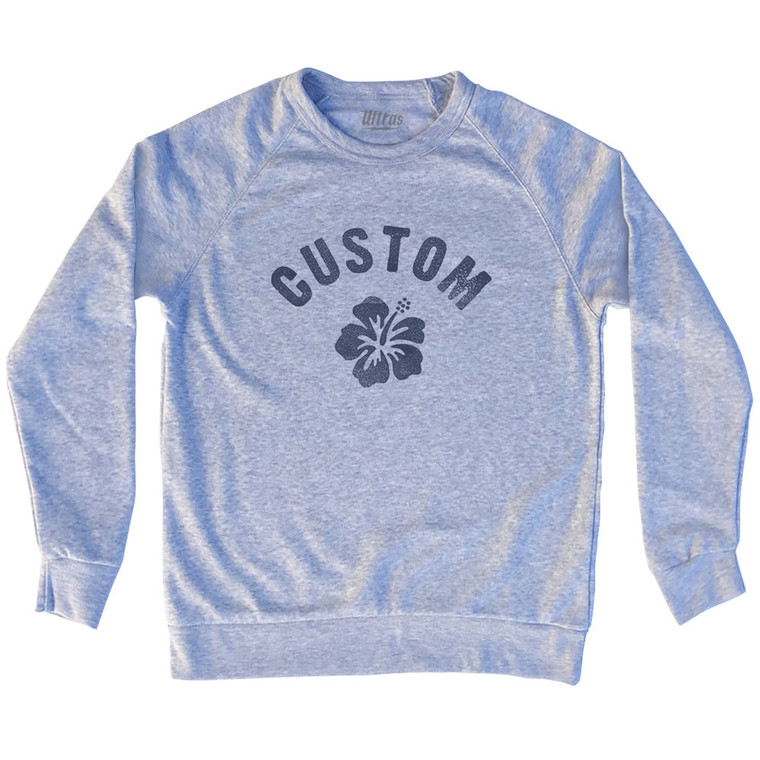 Custom Hibiscus Adult Tri-Blend Sweatshirt - Grey Heather