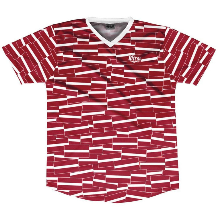 Ultras Latvia Party Flags Soccer Jersey Made In USA - Maroon