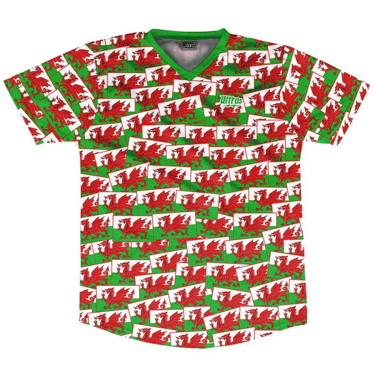 Ultras Wales Party Flags Soccer Jersey Made In USA - Green Red