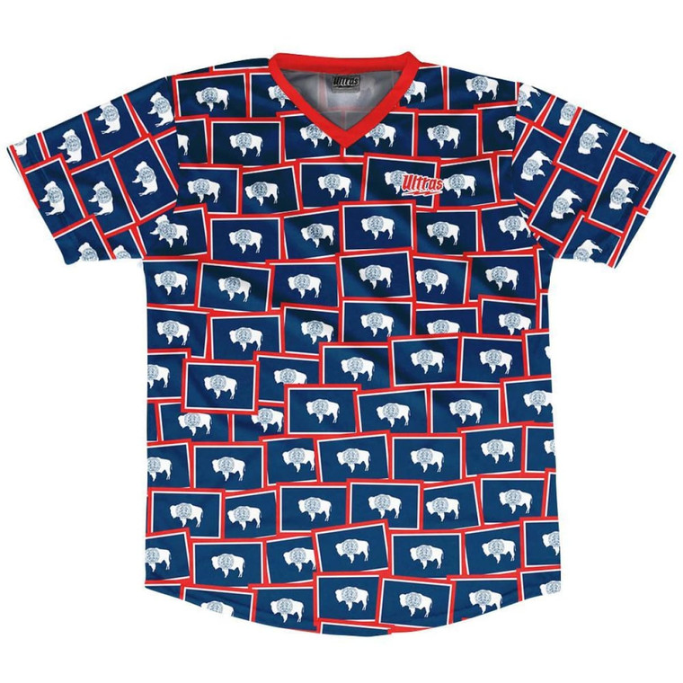 Ultras Wyoming State Party Flags Soccer Jersey Made In USA - Blue Red