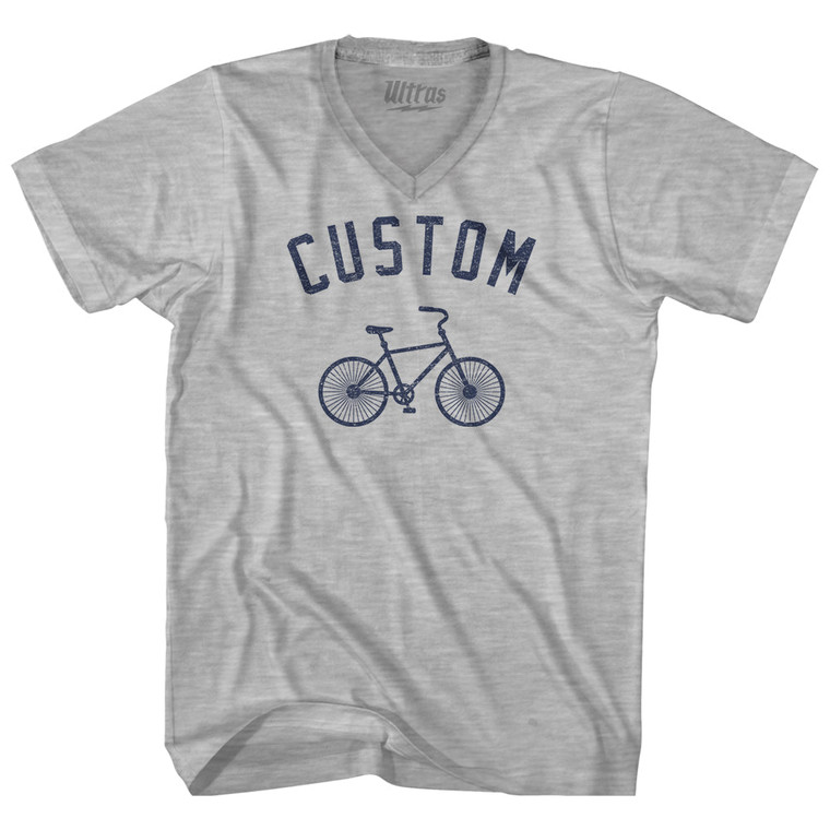 Custom Bike Adult Cotton V-neck T-shirt - Grey Heather