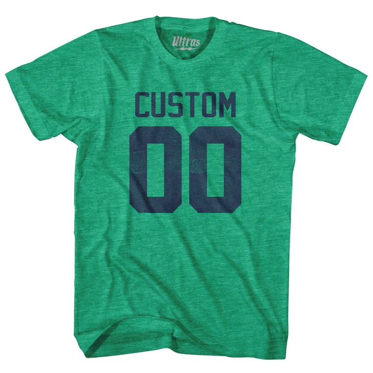 Custom Name And Number Adult Tri-Blend T-shirt - Athletic Green