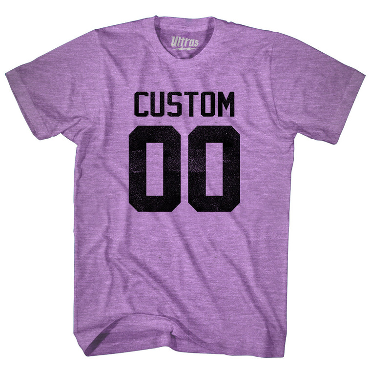 Custom Name And Number Adult Tri-Blend T-shirt - Athletic Purple