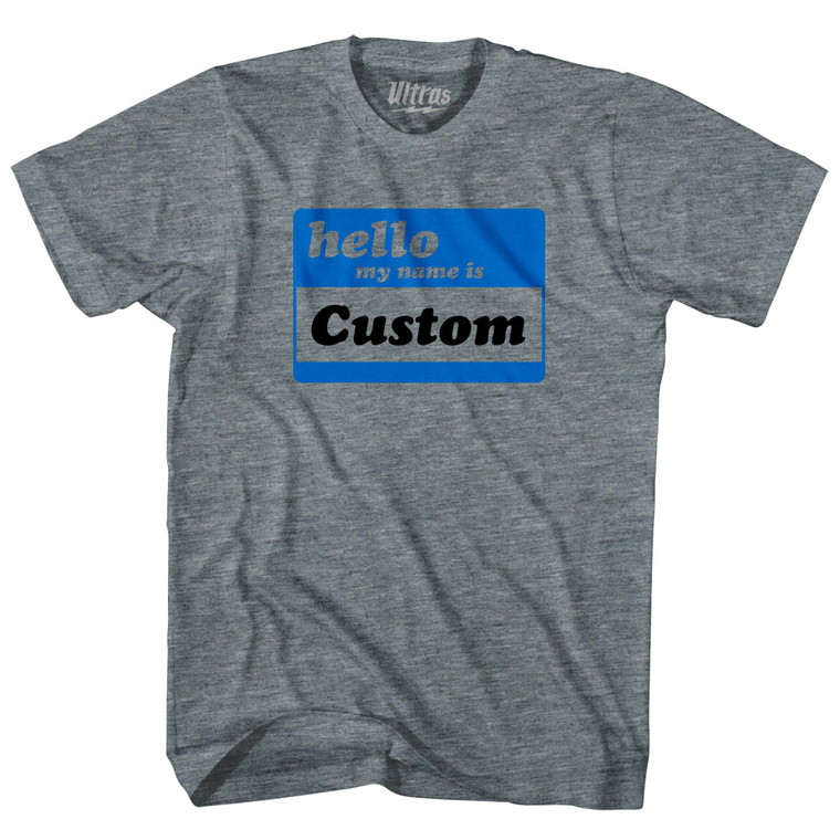Hello My Name Is Large Chest Youth Tri-Blend T-shirt - Athletic Grey